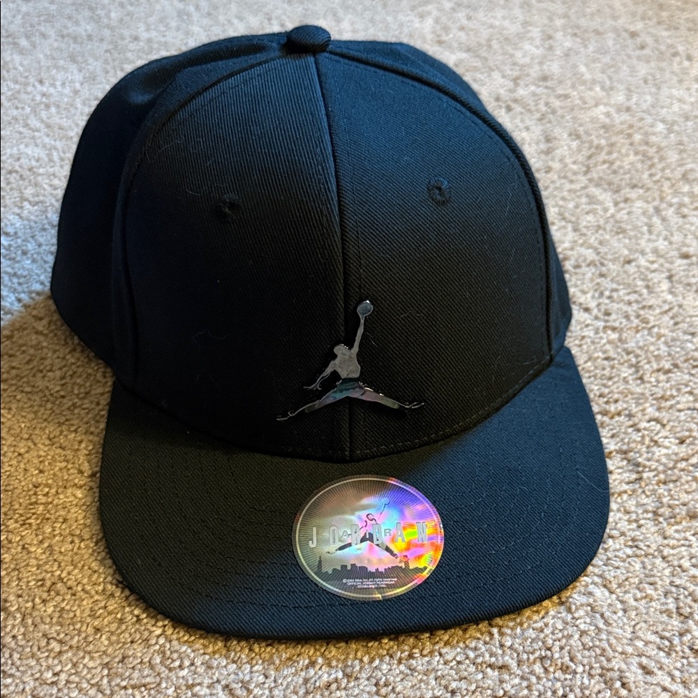 Jordan Jumpman Black Cap with Black Metallic Logo